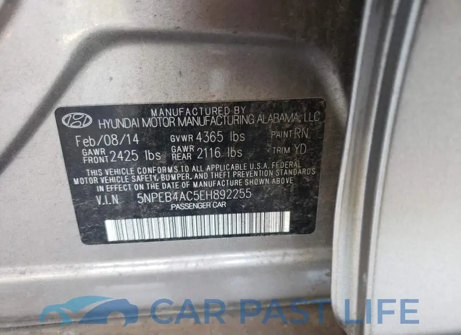 5NPEB4AC5EH892255# 12