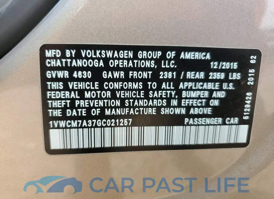 1VWCM7A37GC021257# 12