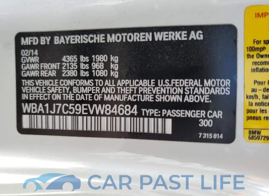 WBA1J7C59EVW84684# 12