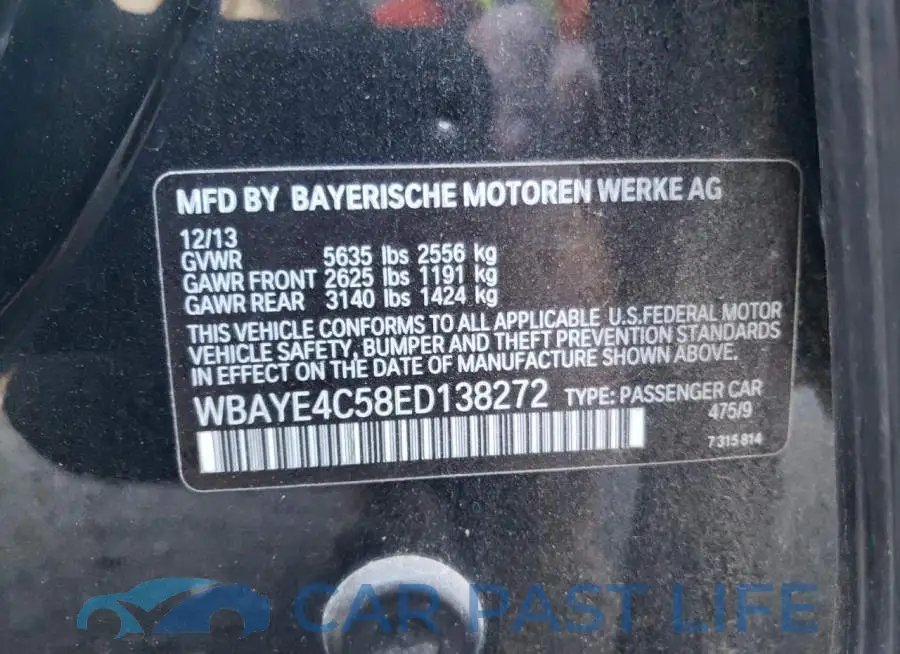 WBAYE4C58ED138272# 12