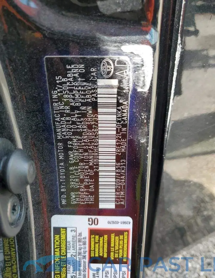 2T1BURHE6GC567735# 13