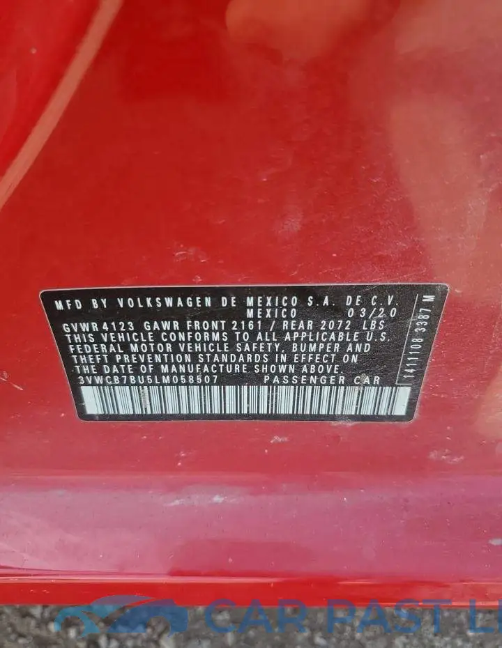 3VWCB7BU5LM058507# 12