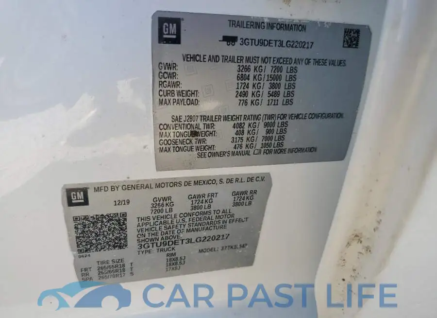 3GTU9DET3LG220217# 12