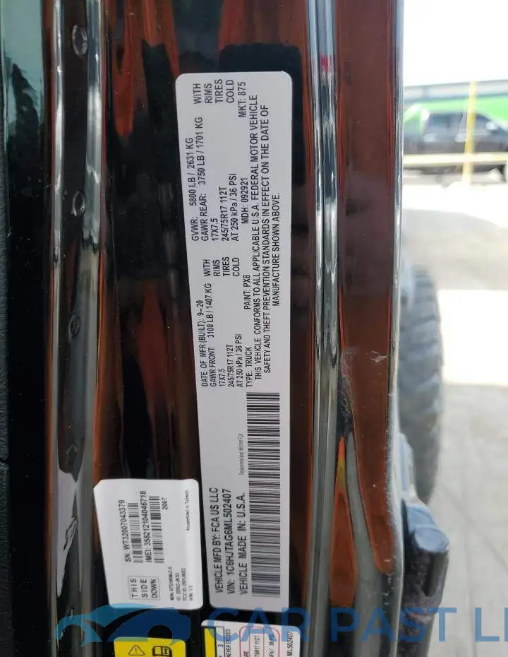 1C6HJTAG6ML502407# 12