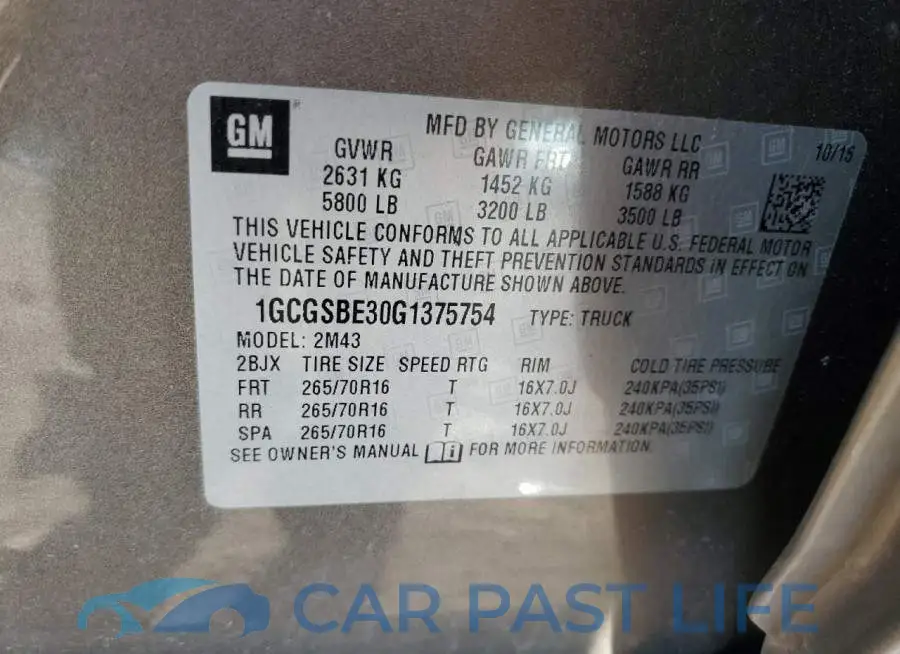1GCGSBE30G1375754# 12