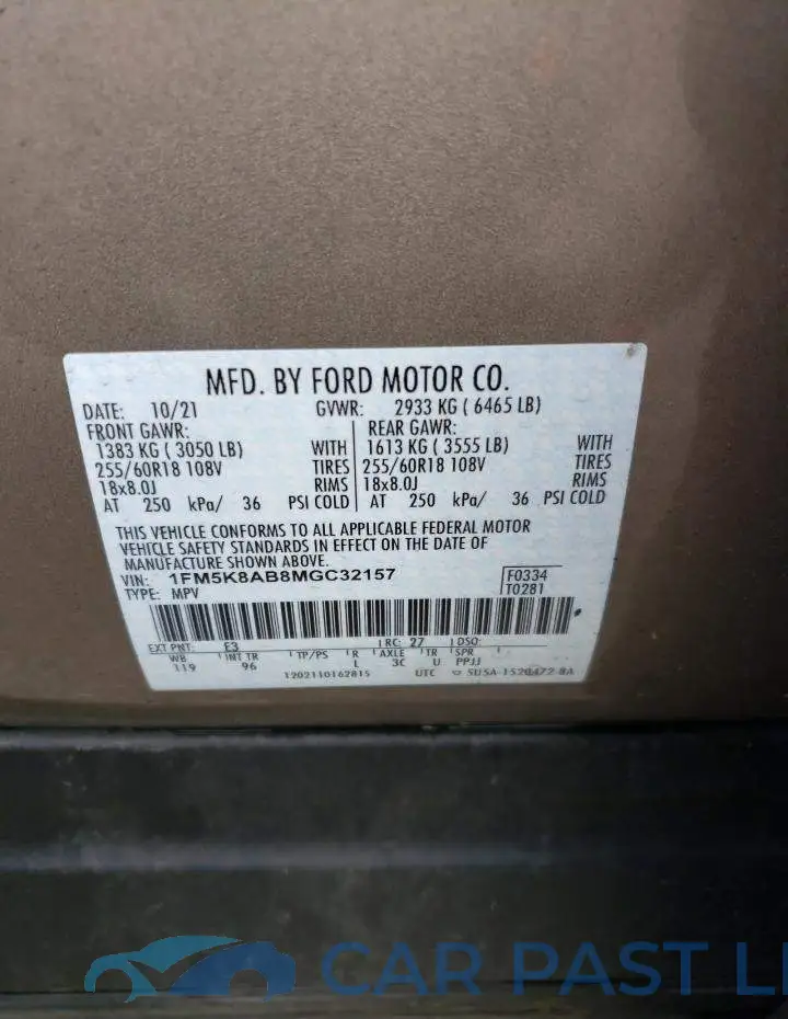 1FM5K8AB8MGC32157# 13