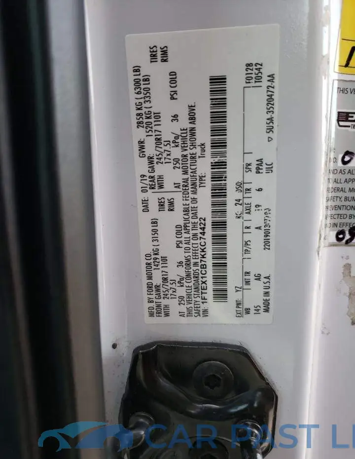 1FTEX1CB7KKC74422# 12