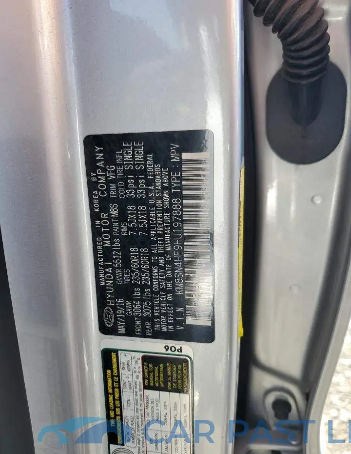 KM8SN4HF9HU197888# 12