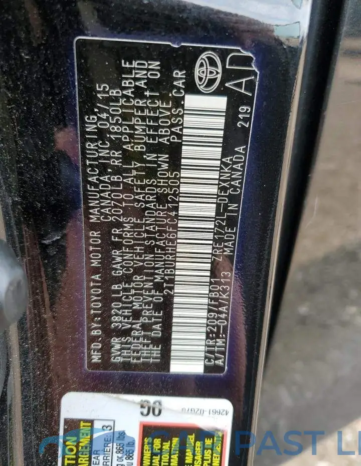2T1BURHE6FC412505# 12