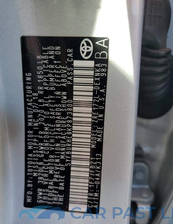5YFBURHE8KP873800# 12