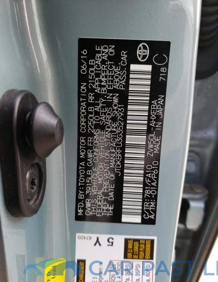 JTDKBRFU3G3527931# 12