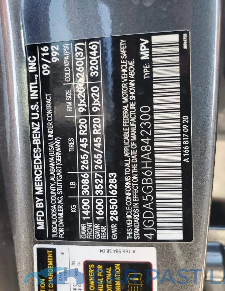 4JGDA5GB6HA842300# 12