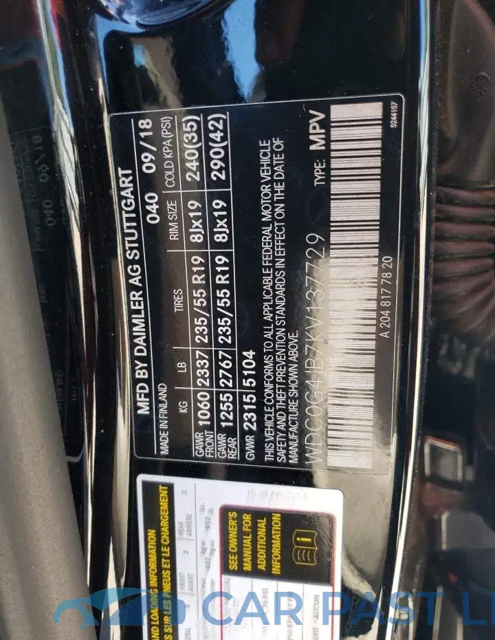 WDC0G4JB7KV137729# 12