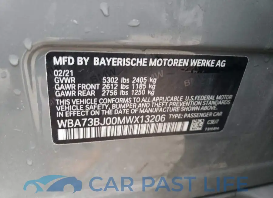 WBA73BJ00MWX13206# 12
