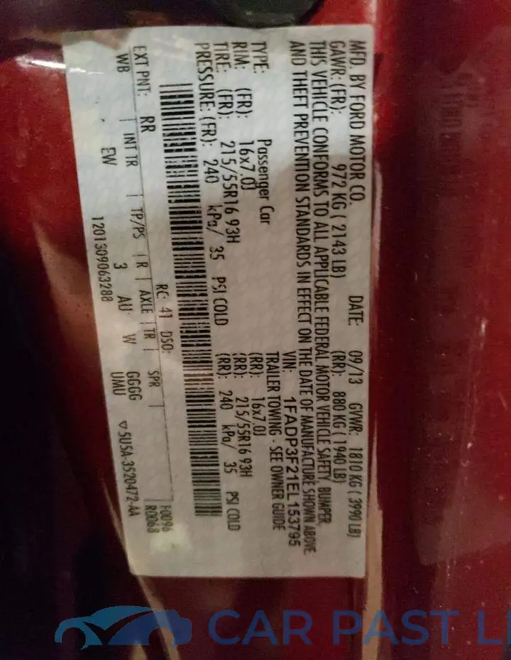 1FADP3F21EL153795# 12