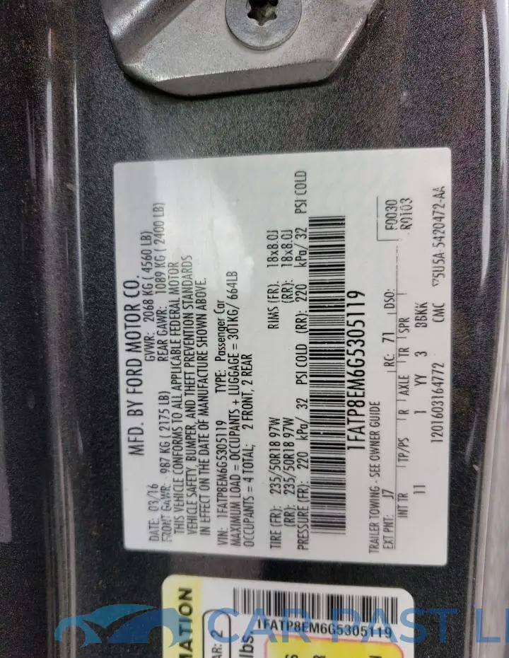 1FATP8EM6G5305119# 12