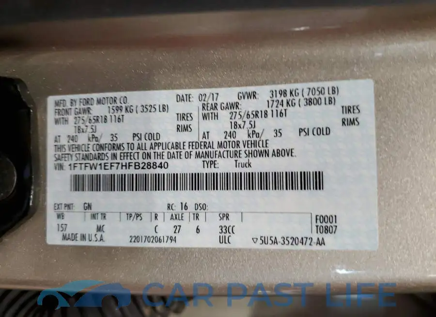 1FTFW1EF7HFB28840# 13