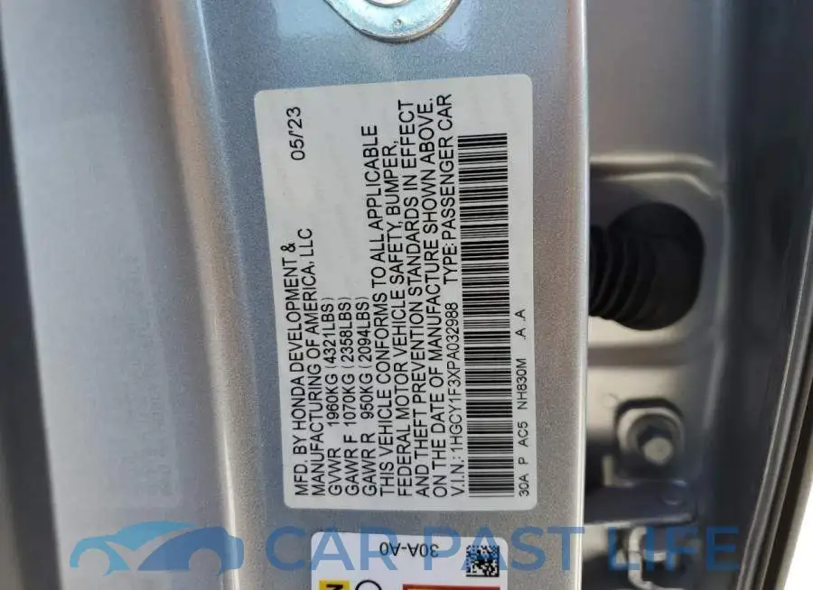 1HGCY1F3XPA032988# 13