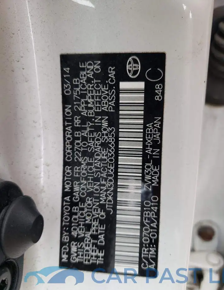JTDKN3DU6E0366853# 12