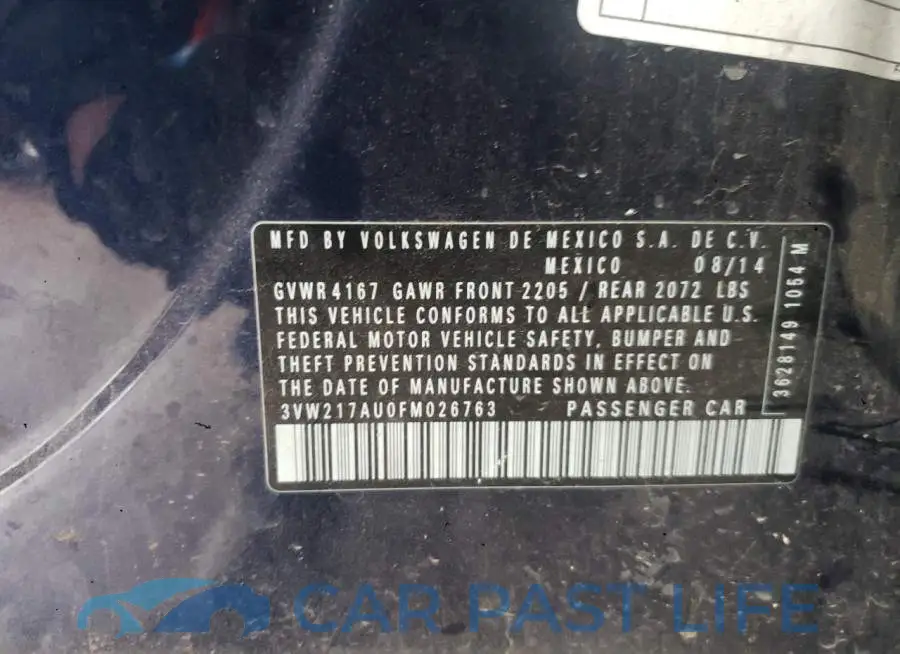 3VW217AU0FM026763# 12