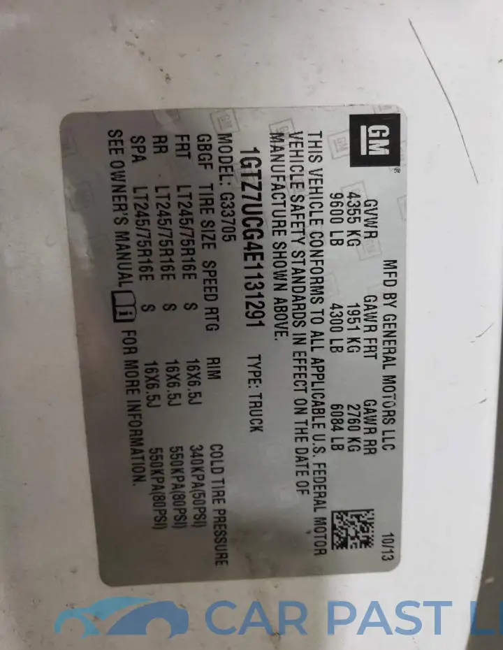 1GTZ7UCG4E1131291# 12