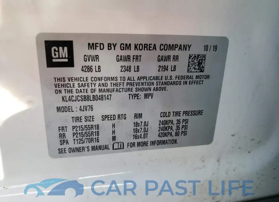 KL4CJCSB8LB048147# 12
