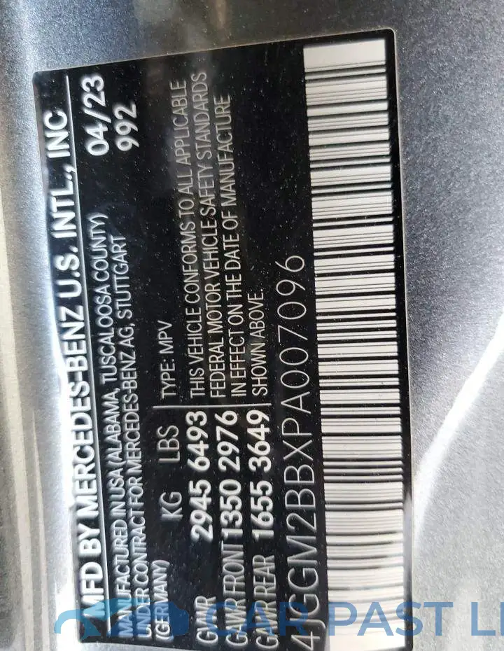 4JGGM2BBXPA007096# 14