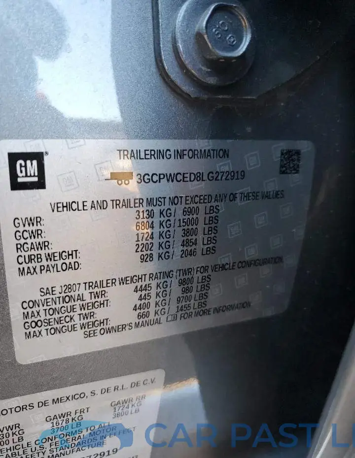 3GCPWCED8LG272919# 12