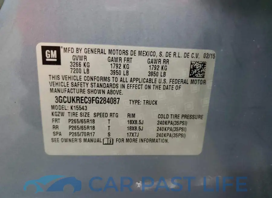 3GCUKREC9FG284087# 12