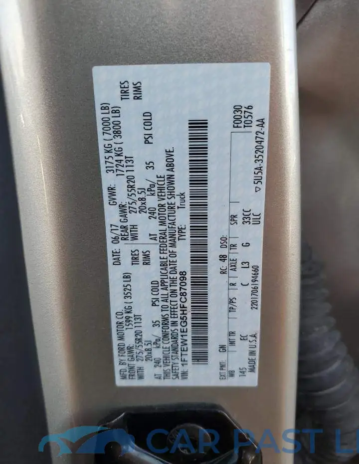1FTEW1EG5HFC87098# 12