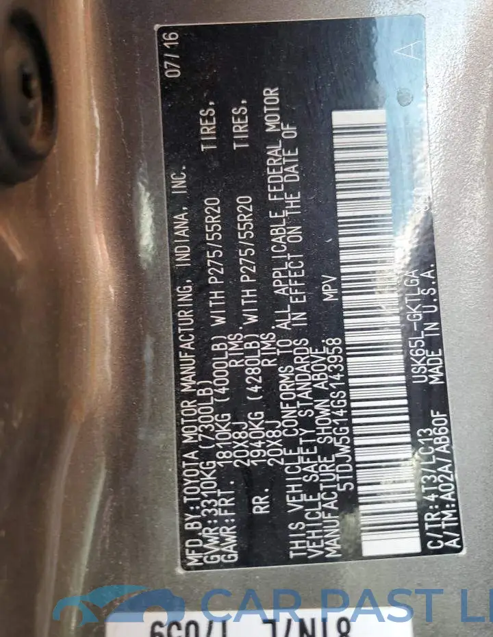 5TDJW5G14GS143958# 13