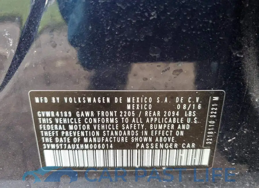 3VW5T7AUXHM006014# 12