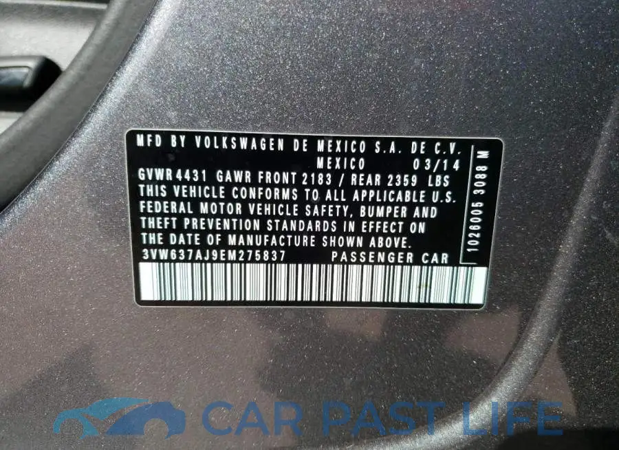 3VW637AJ9EM275837# 13