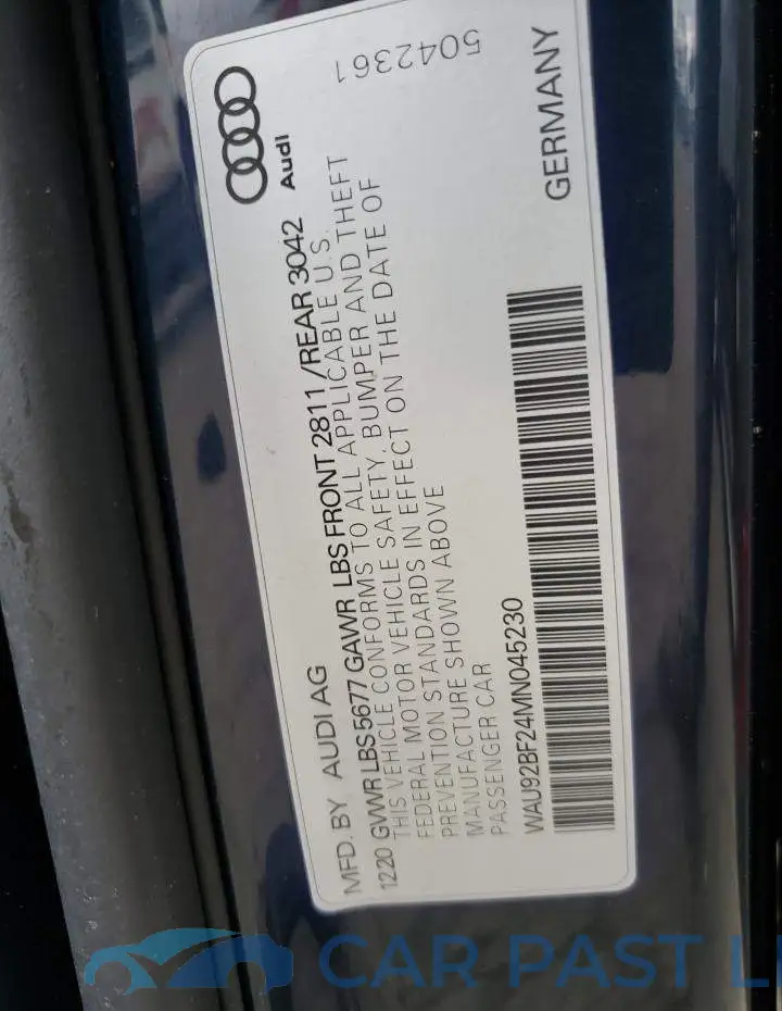 WAU92BF24MN045230# 13