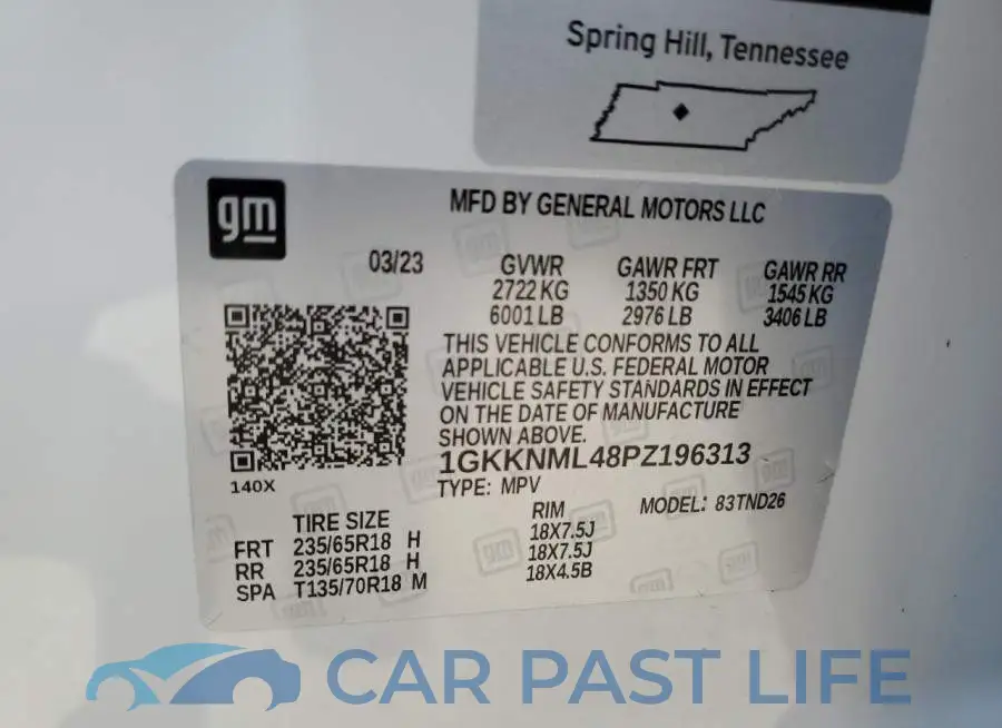 1GKKNML48PZ196313# 14