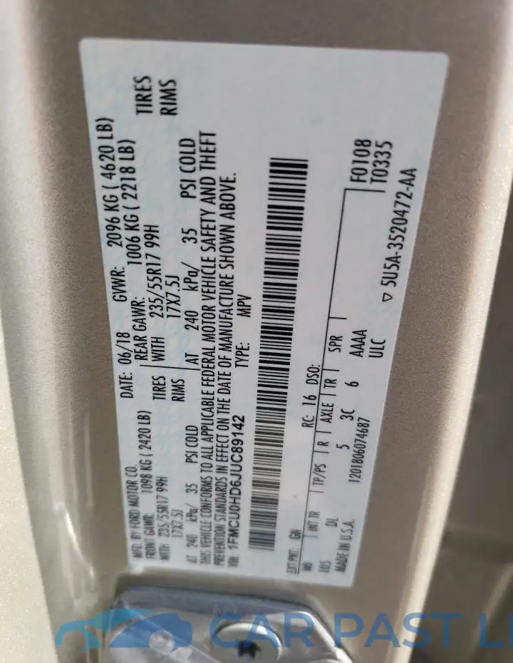 1FMCU0HD6JUC89142# 13