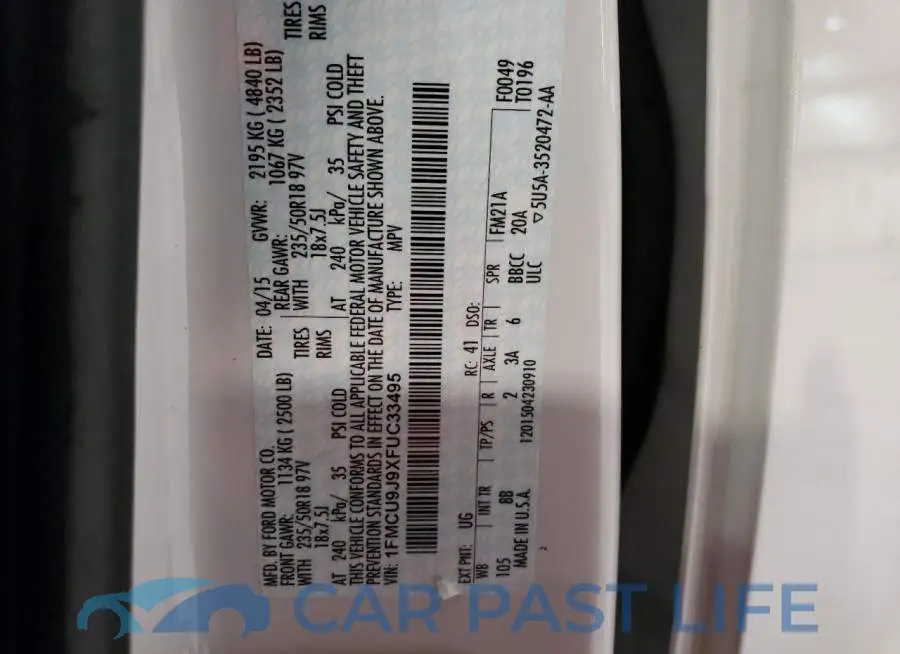 1FMCU9J9XFUC33495# 13