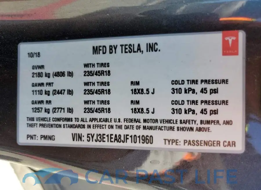 5YJ3E1EA8JF101960# 12