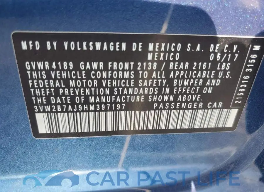 3VW2B7AJ9HM397197# 12