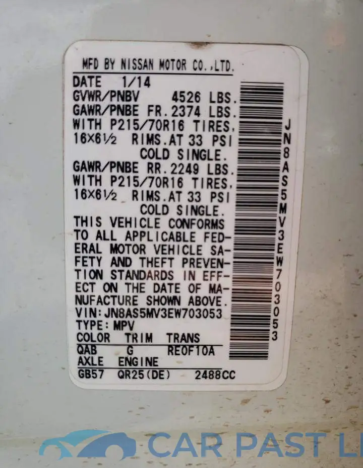 JN8AS5MV3EW703053# 13