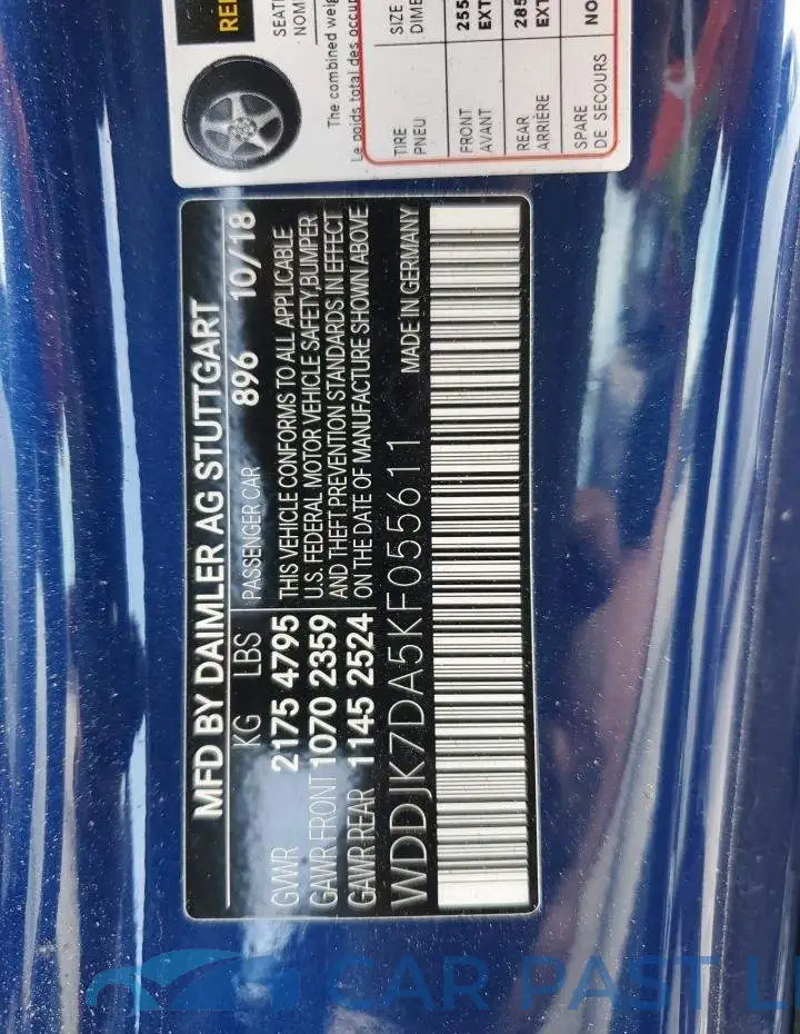 WDDJK7DA5KF055611# 13