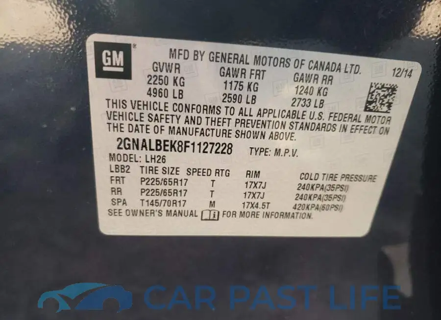 2GNALBEK8F1127228# 14