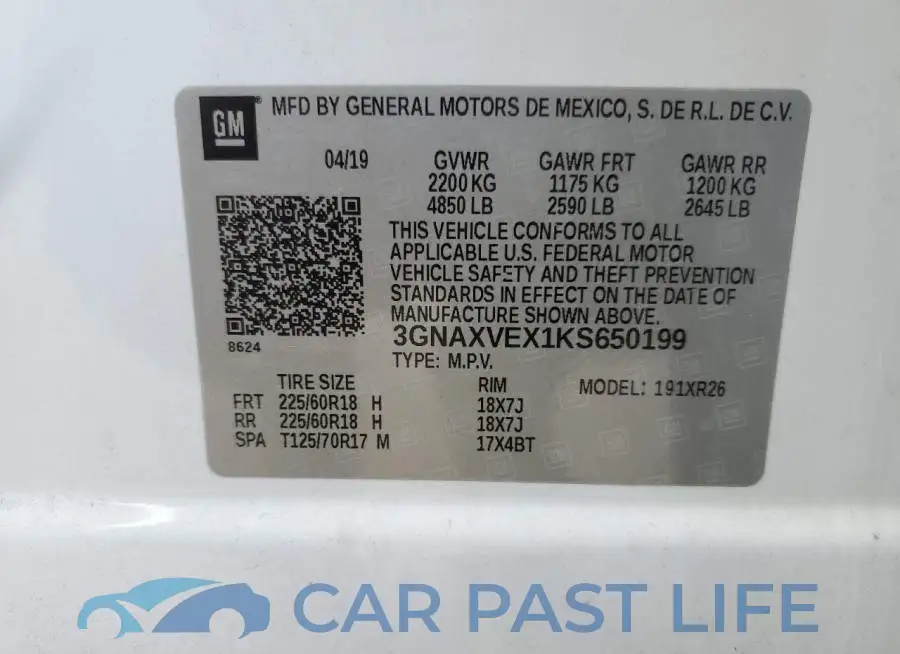 3GNAXVEX1KS650199# 12