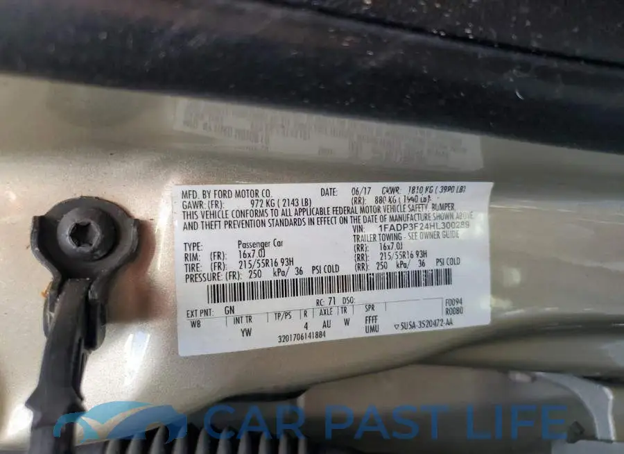 1FADP3F24HL300289# 12