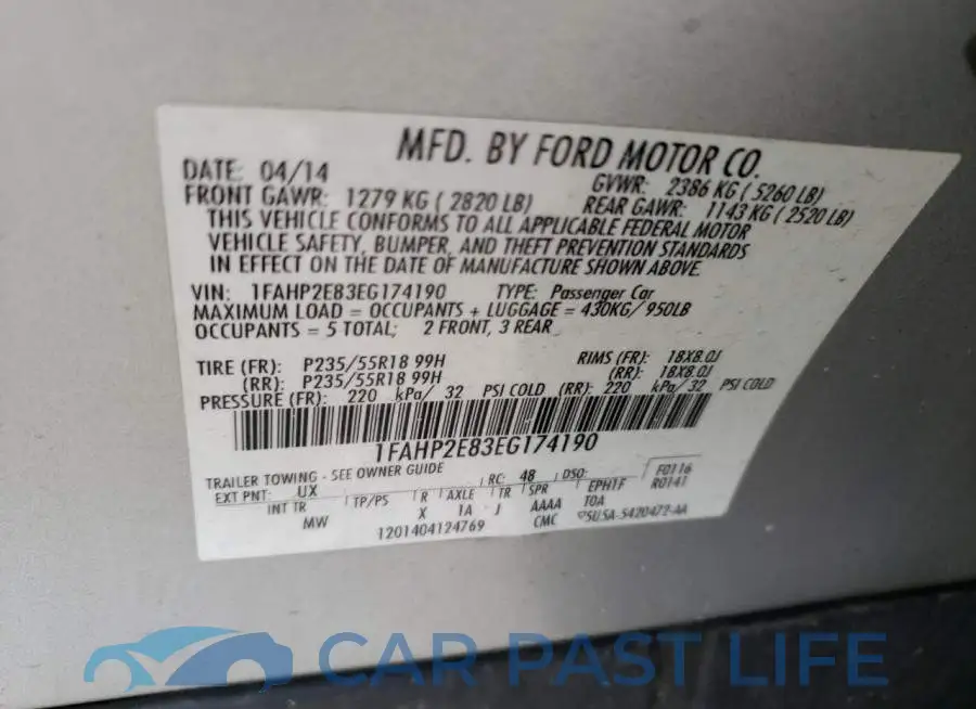 1FAHP2E83EG174190# 12
