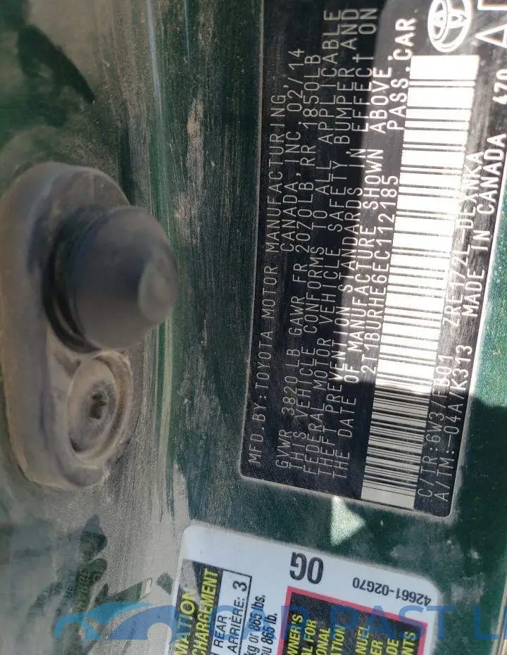 2T1BURHE6EC112185# 12