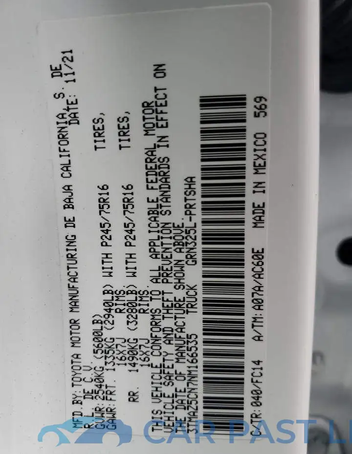 3TMAZ5CN7NM166535# 12