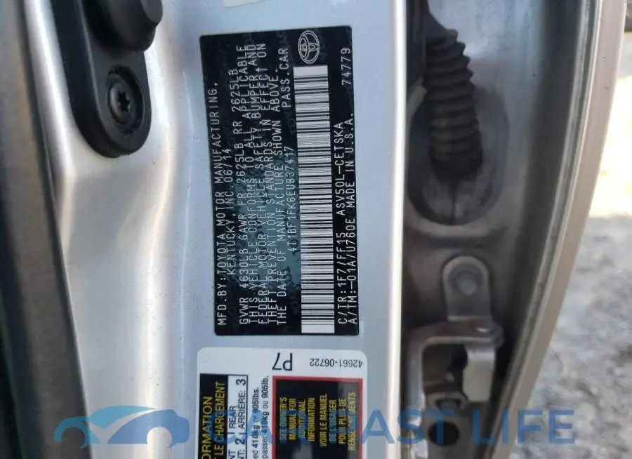 4T1BF1FK6EU837417# 12