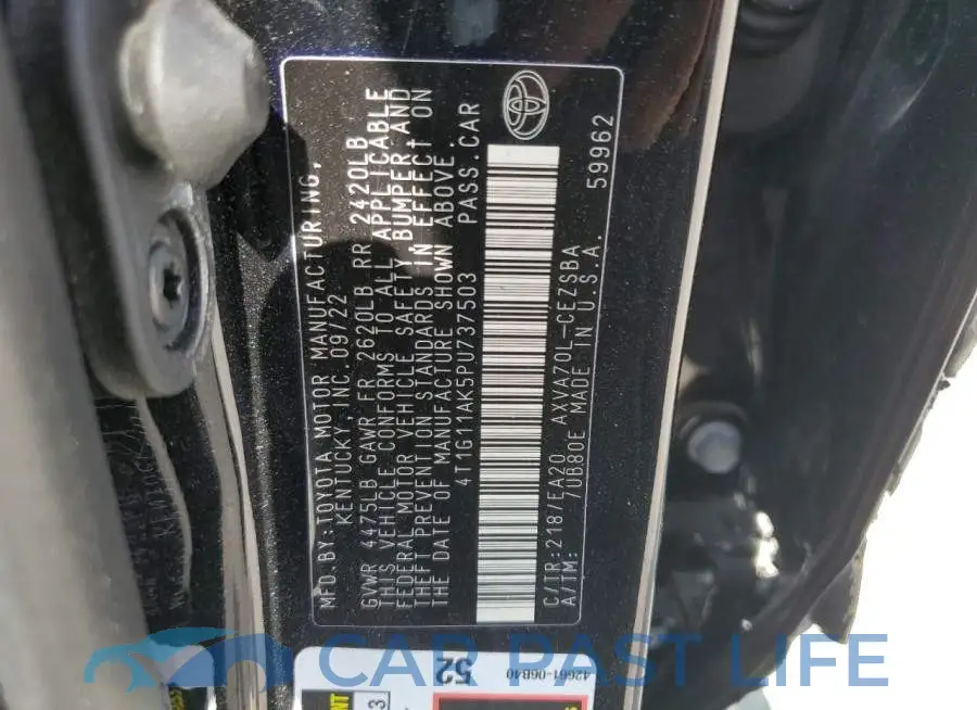 4T1G11AK5PU737503# 12