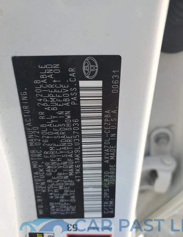 4T1K61AK9LU357036# 12